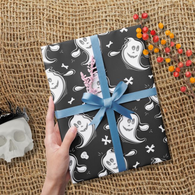 Papier Cadeau Halloween Motif des mignons fantômes (Créateur téléchargé)