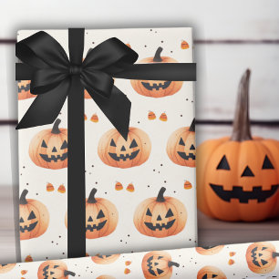 Papier Cadeau Halloween Motif Jack-O-Lantern