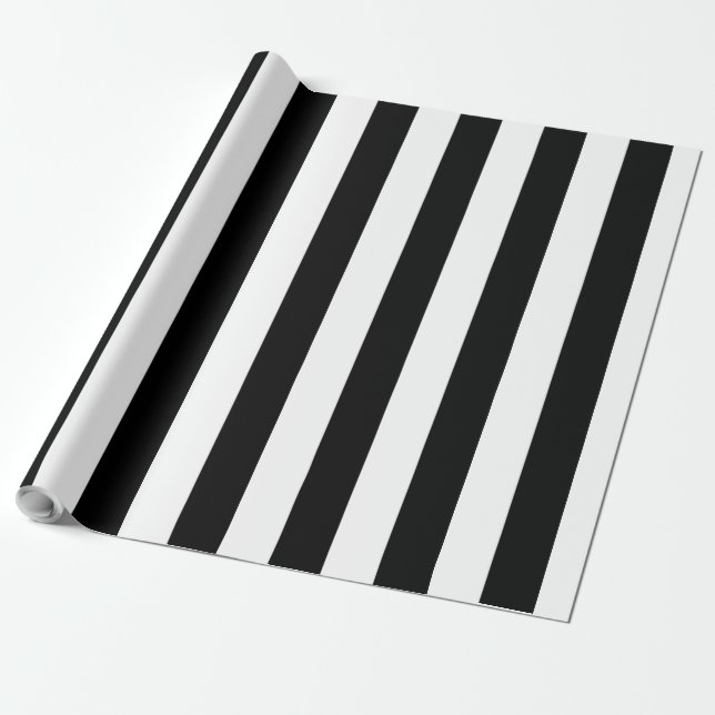 Papier Cadeau halloween noir blanc bandes verticales (Déroulé)
