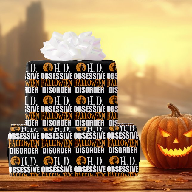 Papier Cadeau Halloween Obsédé Hauné Maison Noire (Créateur téléchargé)