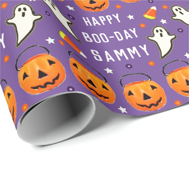 Papier Cadeau Halloween Octobre Anniversaire Cadeau (Coin rond)
