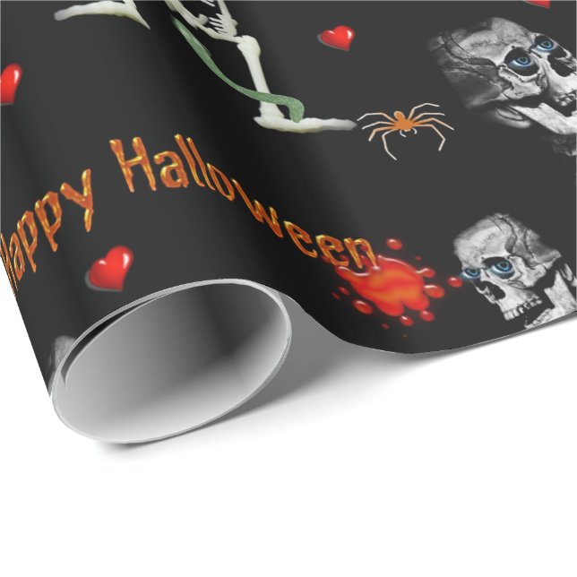 Papier Cadeau Halloween papier enveloppant, Happy Halloween (Coin rond)