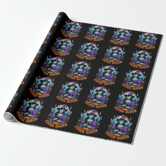 Papier Cadeau Halloween QUEEN Witch Art avec conception de chat