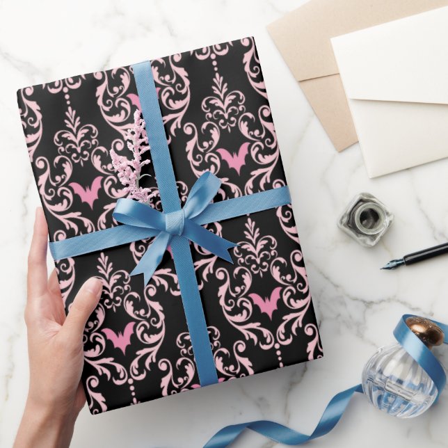 Papier Cadeau Halloween rose et noir (Cadeaux)