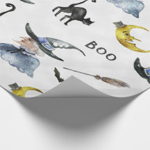 Halloween - sorcière d'aquarelle - chat - lune