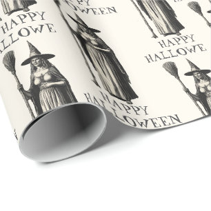 Papier Cadeau Halloween sorcière Éffrayante une Pleine lune
