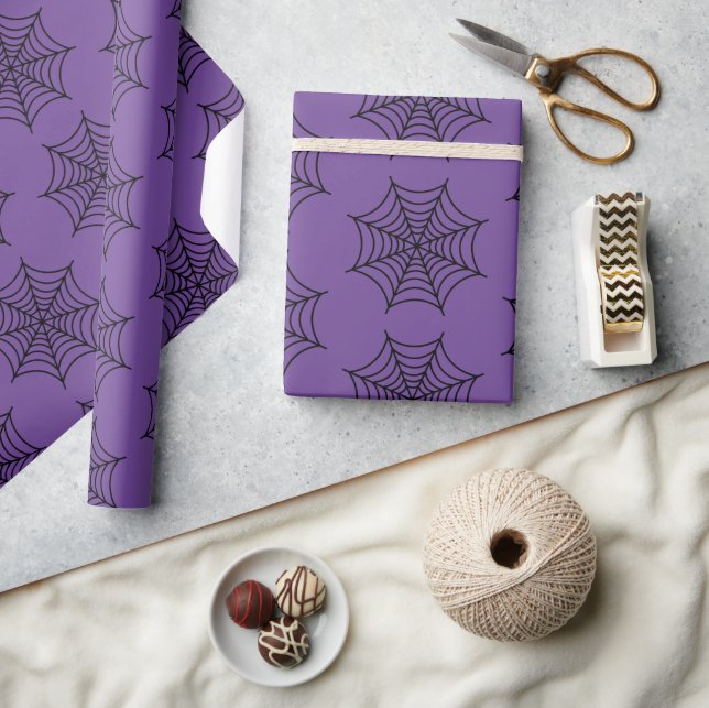 Papier Cadeau Halloween Spider Web Black Purple Goth Éffrayant (Artisanat)