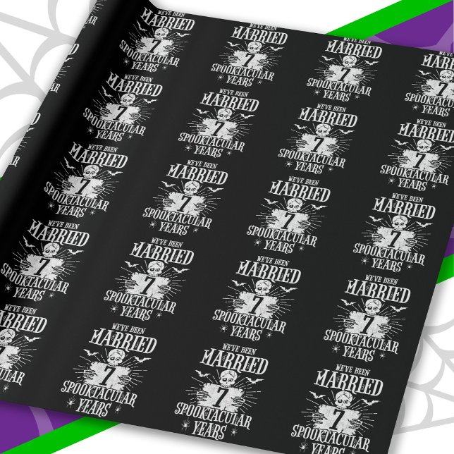Papier Cadeau Halloween Spooktacular 7e Anniversaire de Mariage (Créateur téléchargé)