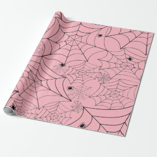 Papier Cadeau halloween toile d'araignée pastel rose spiderweb