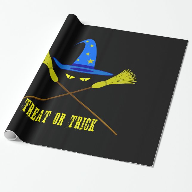 Papier Cadeau Halloween Treat or Trick Black (Déroulé)