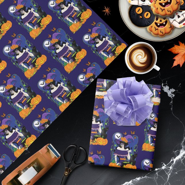 Papier Cadeau Halloween Witch Sugar Skull (Créateur téléchargé)