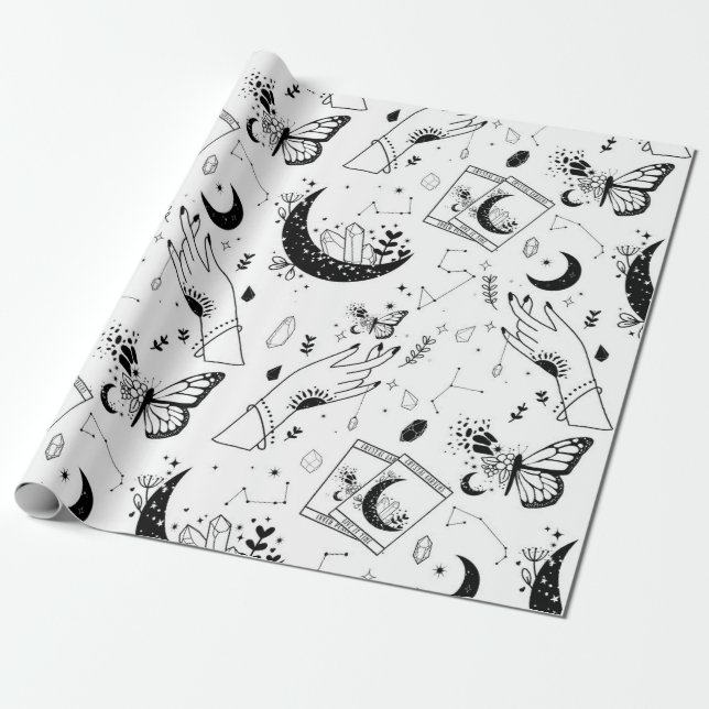 Papier Cadeau Halloween Witch Tarot Card Crystal Moon (Déroulé)