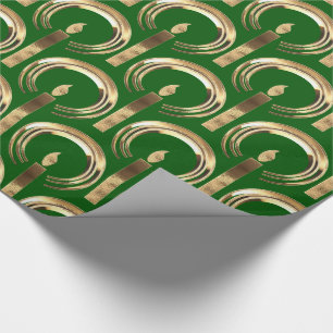 Papier Cadeau Halo autour de la flamme de bougie Motif vert et o