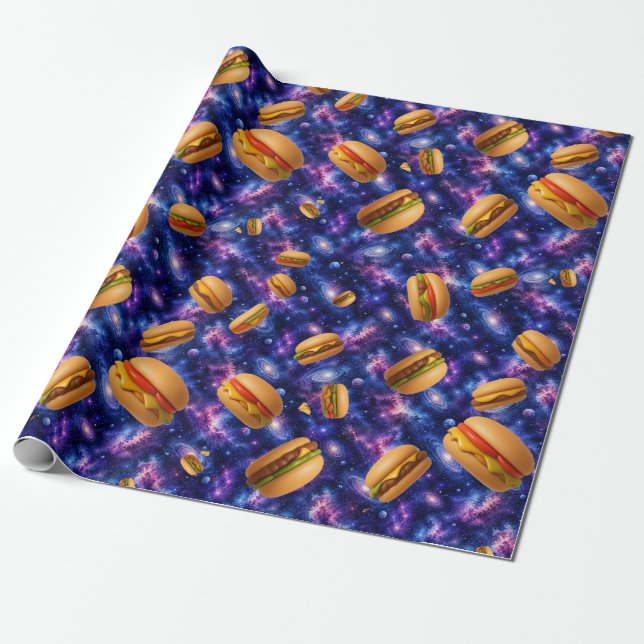 Papier Cadeau Hamburgers dans l'espace (Déroulé)