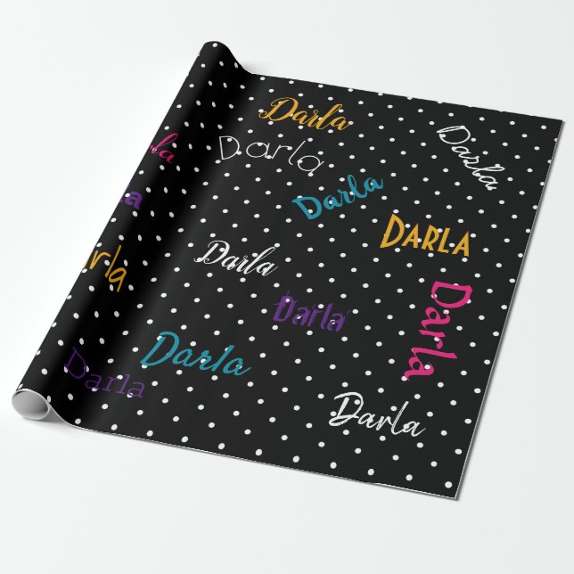 Papier Cadeau HAMbWG Pointe Polka personnalisée Noir (Déroulé)