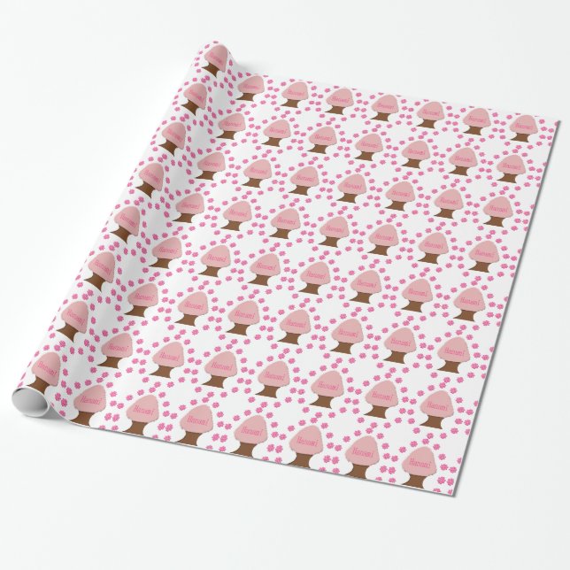 Papier Cadeau Hanami Cerisier japonais (Déroulé)