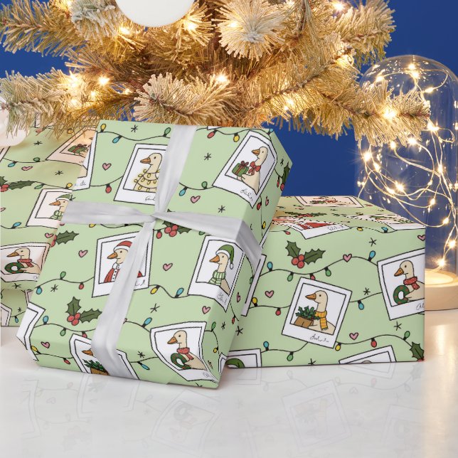 Papier Cadeau Hand Drawn  Christmas Geese Wrapping Paper Roll (Vacances)