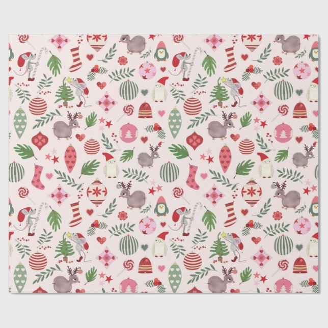 Papier Cadeau Hand-drawn Christmas Icons Wrapping Paper (Plat)