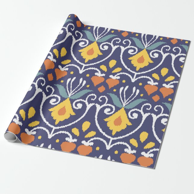 Papier Cadeau Handmade Ikat fabric. Ethnic seamless pattern. Asi (Déroulé)