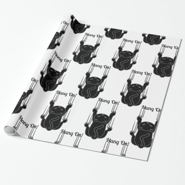 Papier Cadeau Hang On Black Cat (Déroulé)