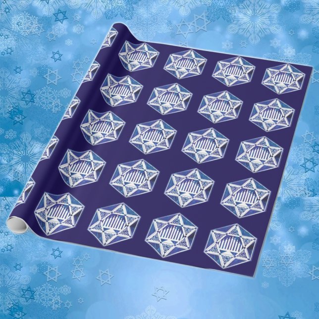 Papier Cadeau Hannukah Menorah et Star (Créateur téléchargé)