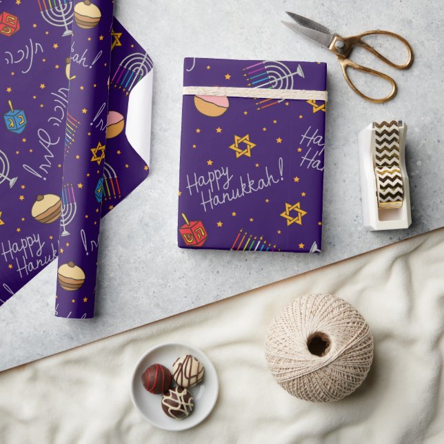 Papier Cadeau Hanouka violet (Artisanat)