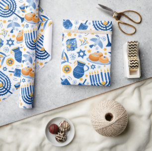 Papier Cadeau Hanoukka Bougies papier d'enveloppement