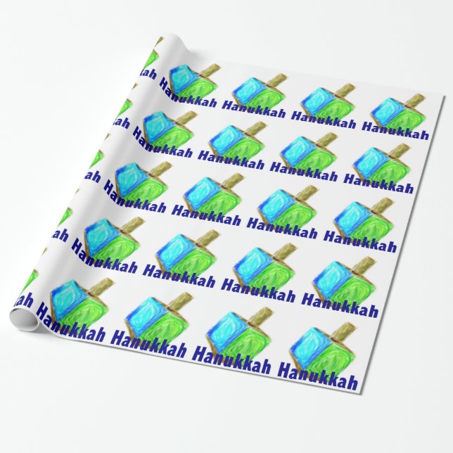 Papier Cadeau Hanoukka Dreidels (Déroulé)
