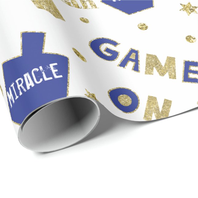 Papier Cadeau Hanoukka Gift Wrap Un Grand Miracle S'Est Produit  (Coin rond)