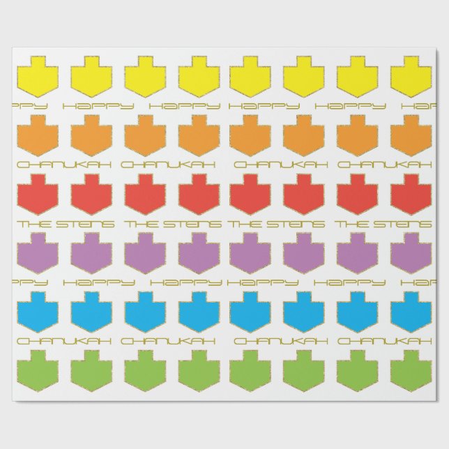Papier Cadeau Hanoukka personnalise le Giftwrap "Dreidel Colors" (Couture)