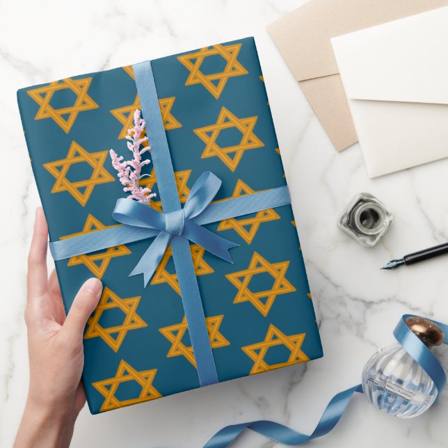 Papier Cadeau HANOUKKA STAR OF DAVID Jewish Holiday Bar Mitzvah (Cadeaux)