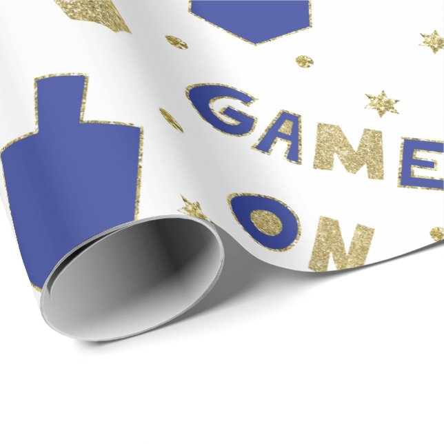 Papier Cadeau Hanoukka Wrapper Paper Chanukah JEU ON (Coin rond)