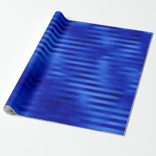 Papier Cadeau Hanukkah bleu royal à rayures en feuille