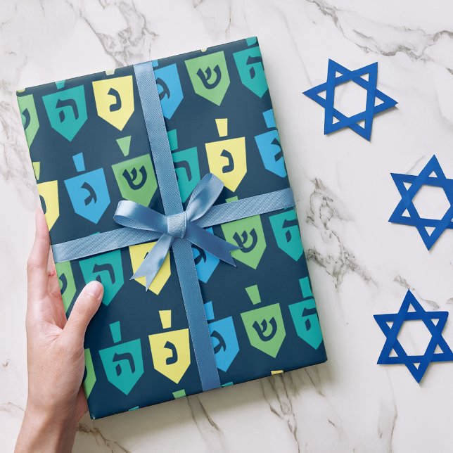 Papier Cadeau Hanukkah Dreidel Party Wrapping Paper (Créateur téléchargé)