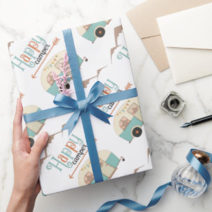 Papier Cadeau HAPPER CAMPER mignon Retro RV