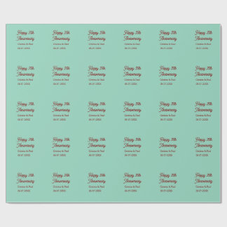 Papier Cadeau Happy 25th aniversary green mauve pastel boho retr