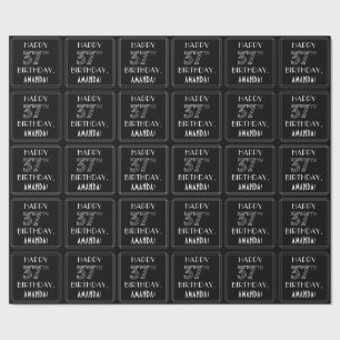 Papier Cadeau HAPPY 37E ANNIVERSAIRE ; Style Art Déco avec/ Nom