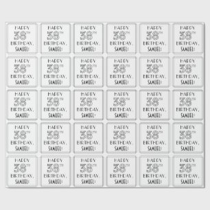 Papier Cadeau HAPPY 38E ANNIVERSAIRE ; Style Art Déco ; Nom pers