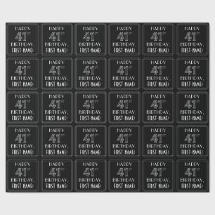 Papier Cadeau HAPPY 41E ANNIVERSAIRE ; Style Art Déco avec/ Nom