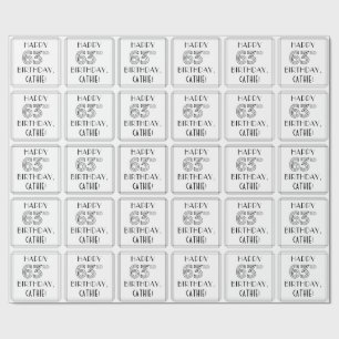 Papier Cadeau HAPPY 63E ANNIVERSAIRE ; Style Art Déco ; Nom pers