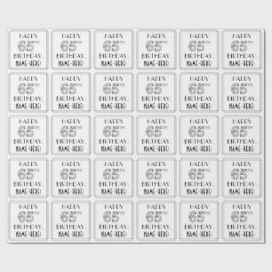 Papier Cadeau HAPPY 65E ANNIVERSAIRE ; Style Art Déco ; Nom pers