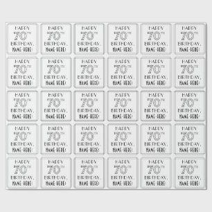 Papier Cadeau HAPPY 70E ANNIVERSAIRE ; Style Art Déco ; Nom pers