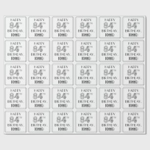 Papier Cadeau HAPPY 84E ANNIVERSAIRE ; Style Art Déco ; Nom pers