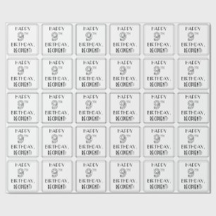 Papier Cadeau HAPPY 9E ANNIVERSAIRE ; Style Art Déco ; Nom perso