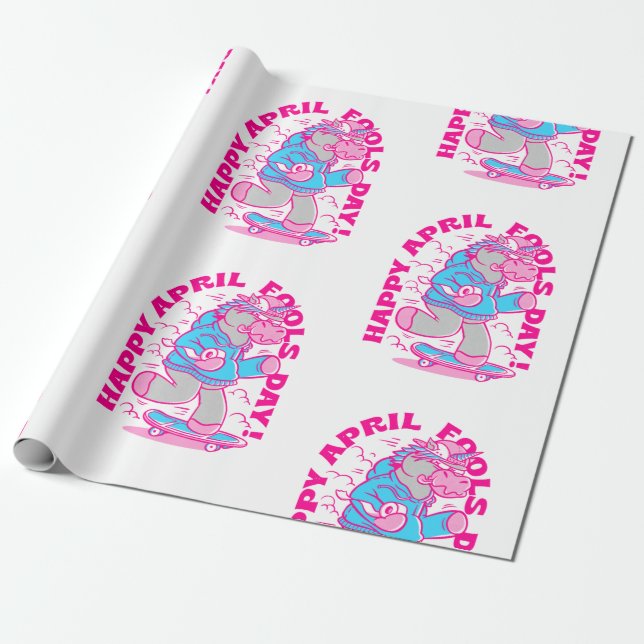 Papier Cadeau happy April Fools Day licorne drôle (Déroulé)