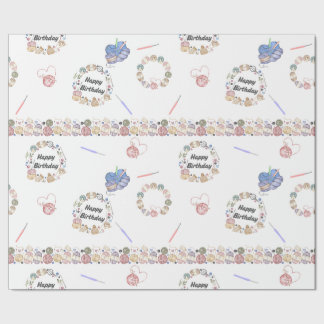 Papier Cadeau Happy Birthday Crochet Wrapping Paper