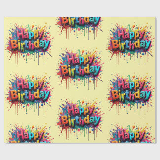 Papier Cadeau Happy Birthday Wrapping Paper – Bright Multicolor