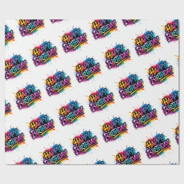 Papier Cadeau Happy Birthday Wrapping Paper printable (Plat)