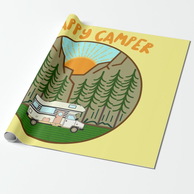 Papier Cadeau Happy camper - Graphique Vanlife #7 (Déroulé)
