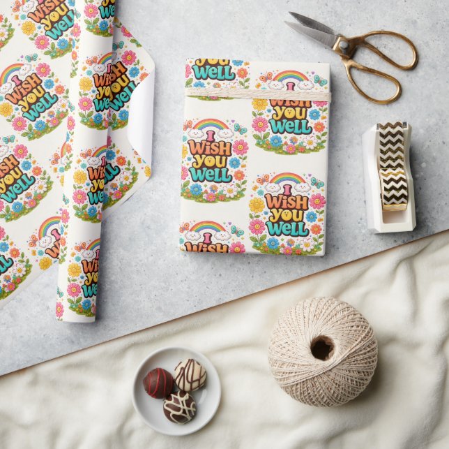 Papier Cadeau Happy Daisies and Rainbows  (Artisanat)